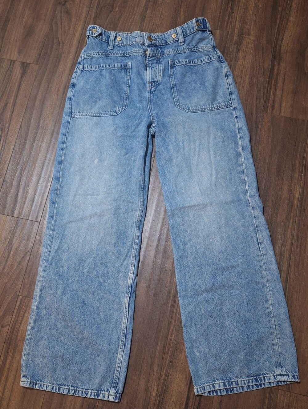 We The Free Jeans Women's 29 Blue Medium Wash High Rise Wide Leg Denim 31 Inseam